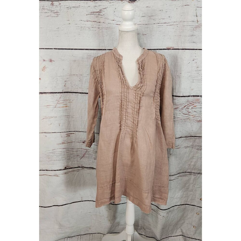 CP Shades Regina Pintucked Linen Dress/Tunic Size Small